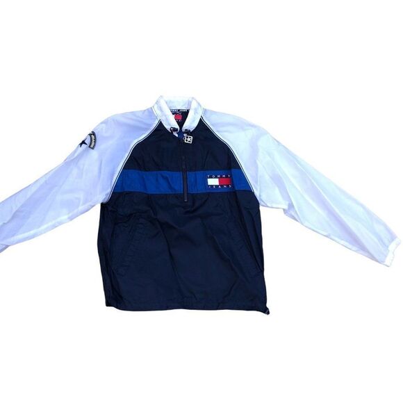 TOMMY Hilfiger Jacket Medium White/Navy Windbreaker - Picture 1 of 6